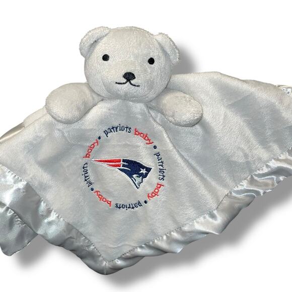 Baby Fanatic Lovey New England Patriots Football Plush Security Blanket Satin - Picture 12 of 12